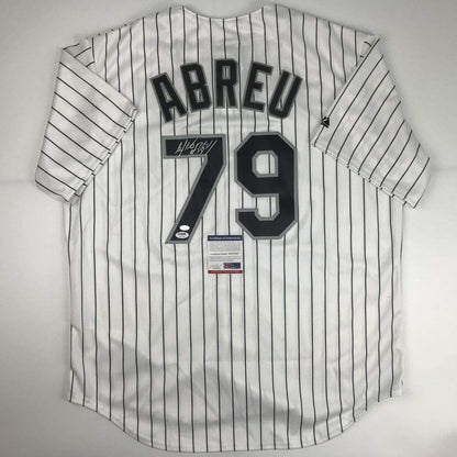 Autographed/Signed Jose Abreu Chicago Sox White Baseball Jersey PSA/DNA COA