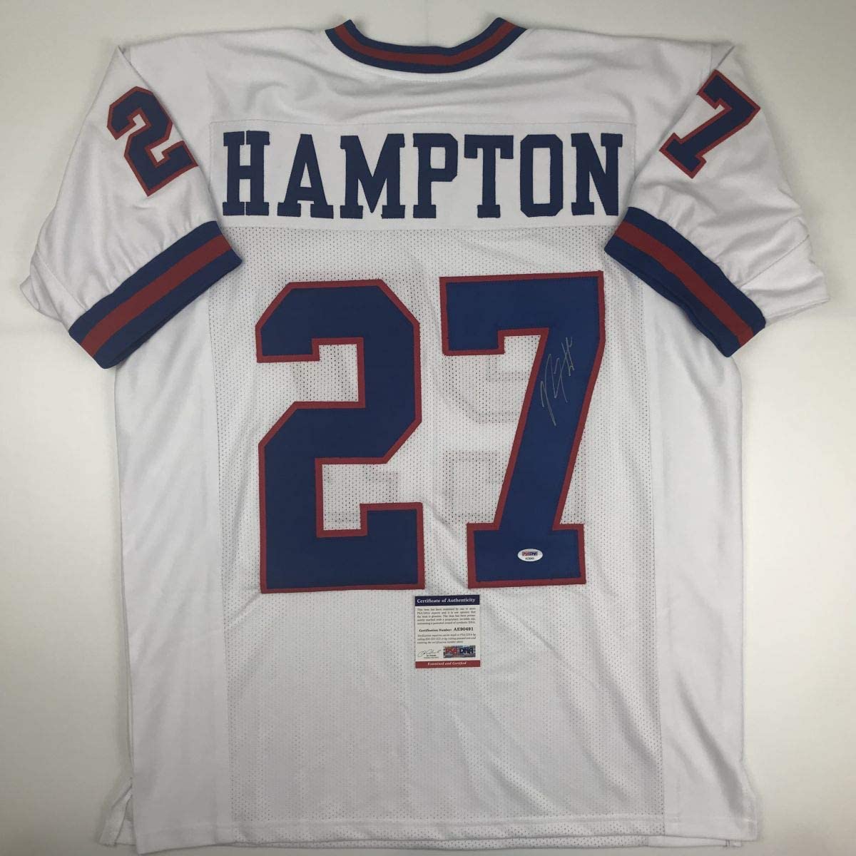 Autographed/Signed Rodney Hampton New York White Football Jersey PSA/DNA COA