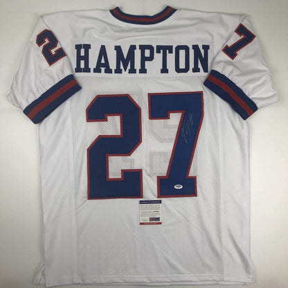 Autographed/Signed Rodney Hampton New York White Football Jersey PSA/DNA COA
