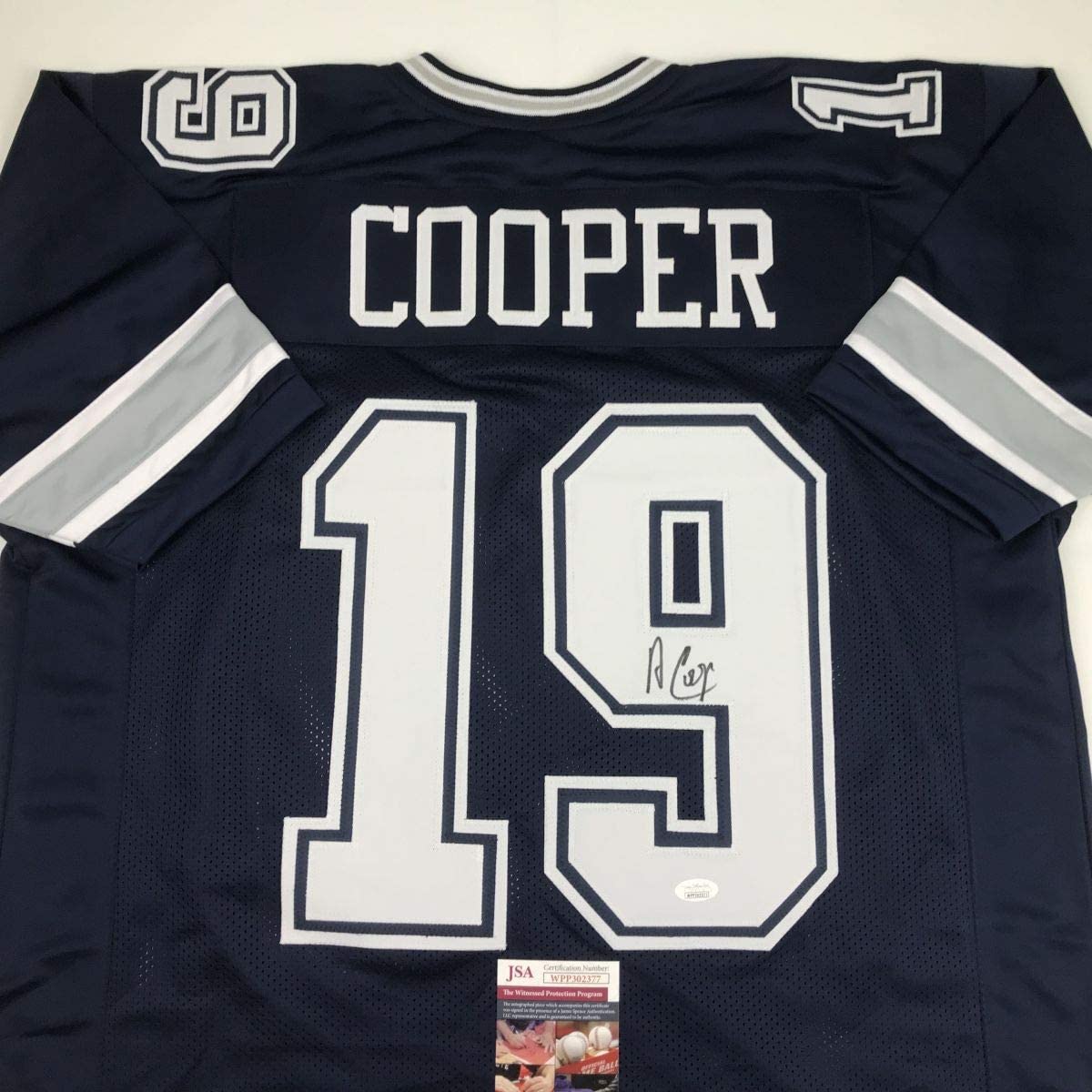 Autographed/Signed Amari Cooper Dallas Dark Blue Football Jersey JSA COA