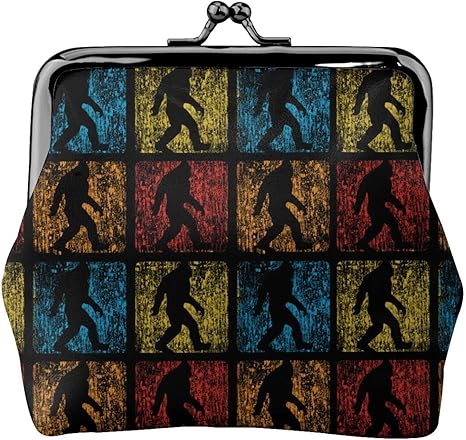 Pu Leather Buckle Coin Purse Retro Bigf-oot Believe Vintage Girls Kiss-Lock Change Purse Wallets