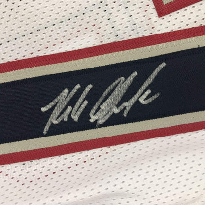 Autographed/Signed Rob Gronkowski New England White Football Jersey Beckett BAS COA