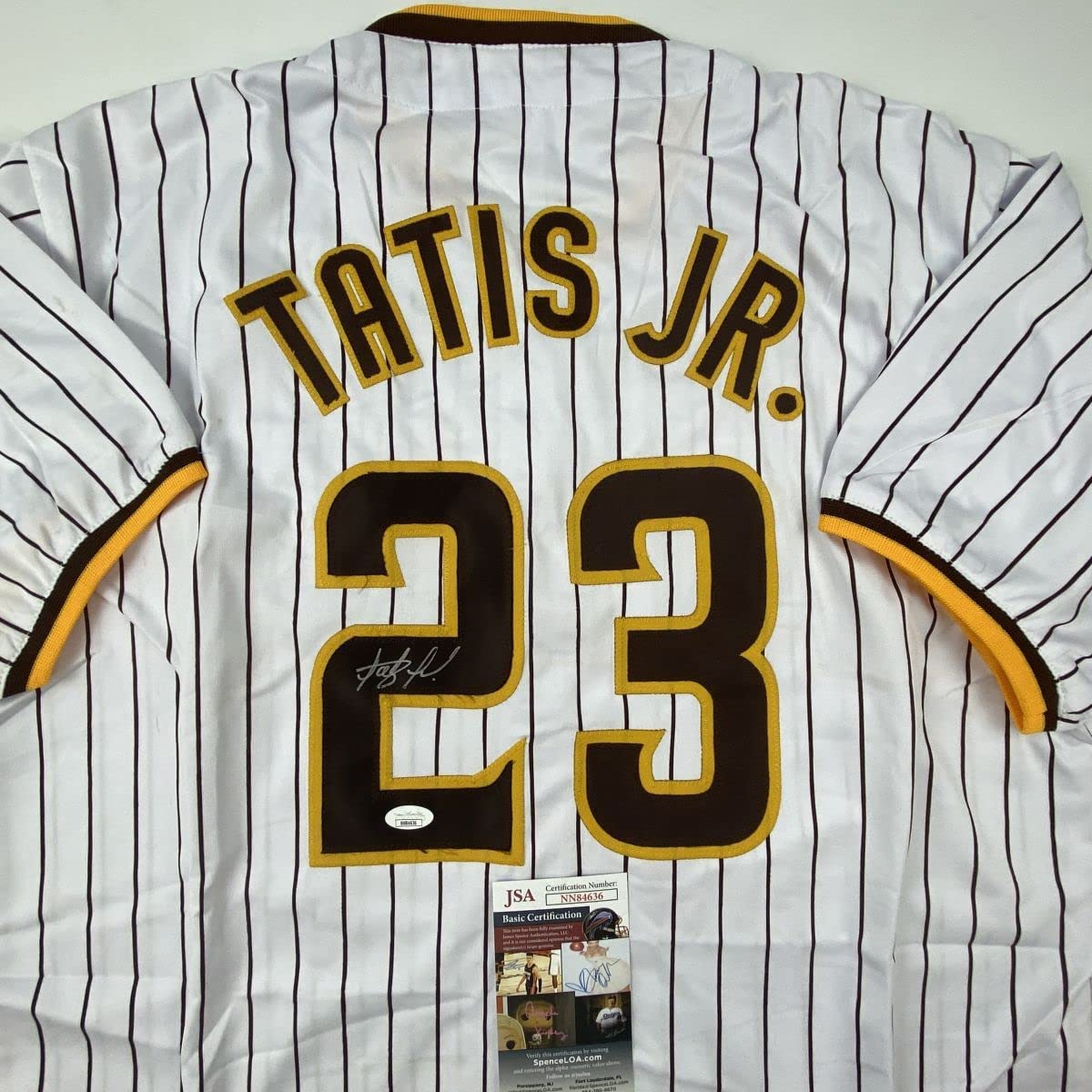 Autographed/Signed Fernando Tatis Jr. San Diego Pinstripe Baseball Jersey JSA COA