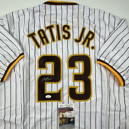 Autographed/Signed Fernando Tatis Jr. San Diego Pinstripe Baseball Jersey JSA COA