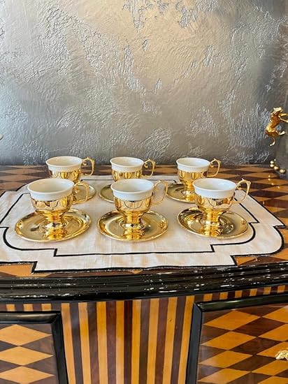 6 Piece Coffee Cup Set, Luxury Coffee Cup Set, Arabic Coffee Cups, Turkish Coffee Cups, Espresso Cup and Saucer Set