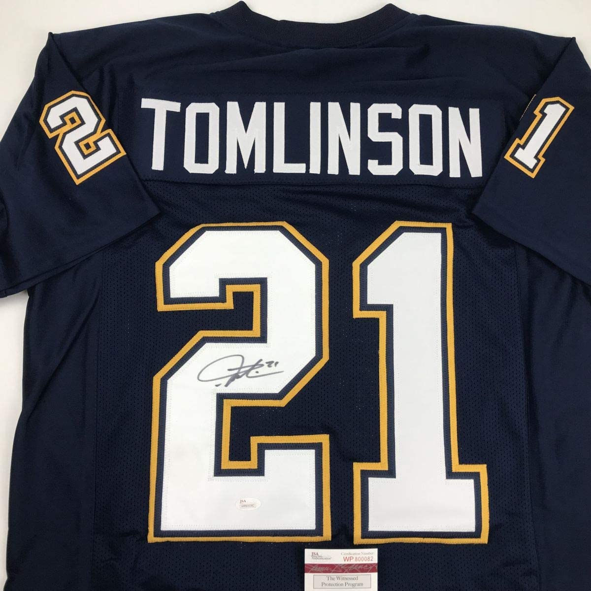 Autographed/Signed LaDainian Tomlinson San Diego Dark Blue Football Jersey JSA COA