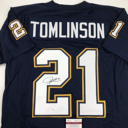 Autographed/Signed LaDainian Tomlinson San Diego Dark Blue Football Jersey JSA COA