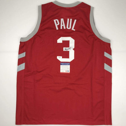 Autographed/Signed Chris Paul Houston Red Basketball Jersey PSA/DNA COA