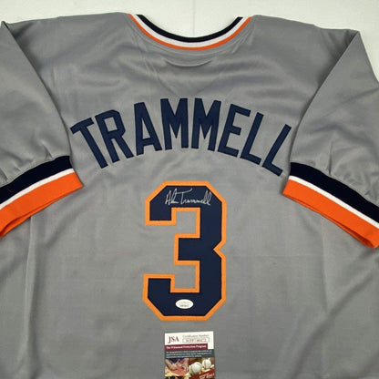 Autographed/Signed Alan Trammell Detroit Grey Baseball Jersey JSA COA