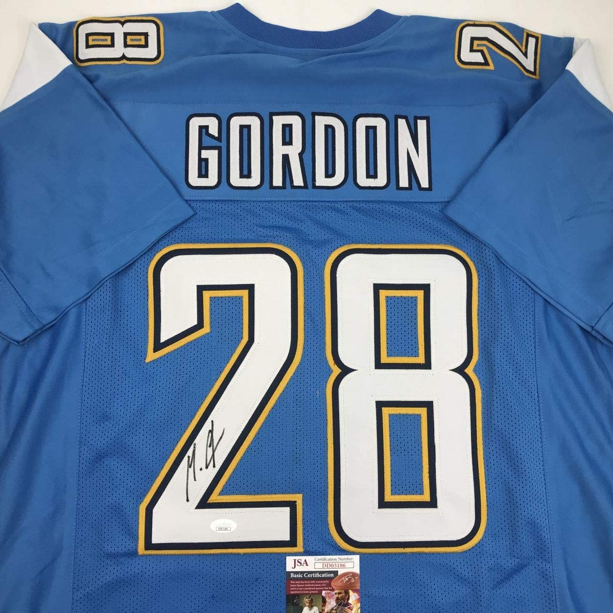 Autographed/Signed Melvin Gordon Los Angeles LA Powder Blue Football Jersey JSA COA