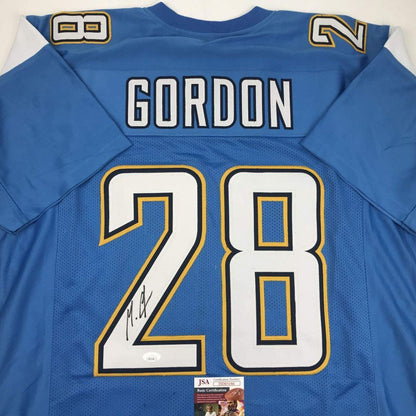 Autographed/Signed Melvin Gordon Los Angeles LA Powder Blue Football Jersey JSA COA