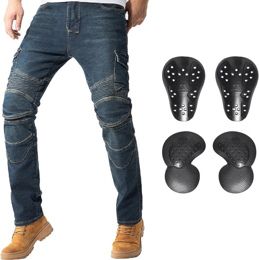 CTBQiTom Motorcycle Pants for Men Motocross Riding Pants Motorbike Riding Denim Jeans Adventure Trousers with CE Armor
