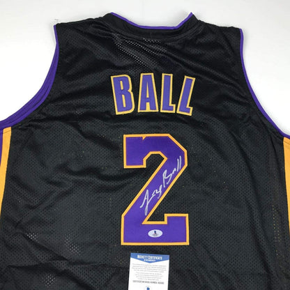 Autographed/Signed Lonzo Ball Los Angeles LA Black Basketball Jersey Beckett BAS COA