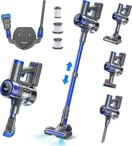 Cordless Vacuum Cleaner, 33Kpa/400W Stick Vacuum Cordless with 45 Mins Runtime, 6-in-1 Cordless Stick Vacuum Cleaner for Pet Hair Carpet Hardwood Floor