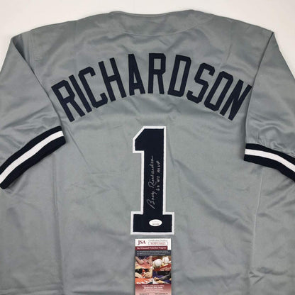 Autographed/Signed Bobby Richardson 60 WS MVP New York Grey Baseball Jersey JSA COA