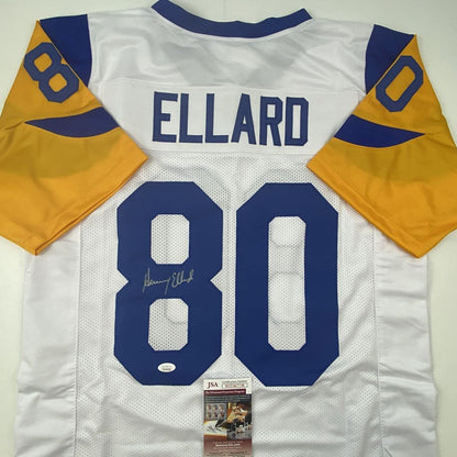 Autographed/Signed Henry Ellard Los Angeles LA White Football Jersey JSA COA