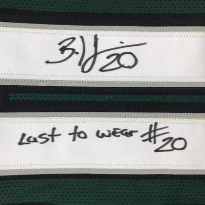 Autographed/Signed Brian Dawkins Inscribed Last To Wear #20 Philadelphia Green Football Jersey JSA COA