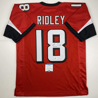 Autographed/Signed Calvin Ridley Atlanta Red Football Jersey Beckett BAS COA