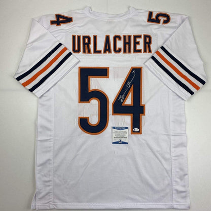 Autographed/Signed Brian Urlacher Chicago White Football Jersey Beckett BAS COA
