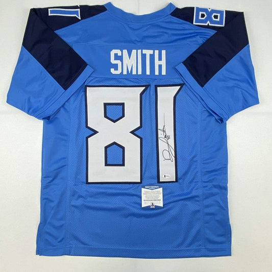 Autographed/Signed Jonnu Smith Tennessee Powder Blue Football Jersey Beckett BAS COA