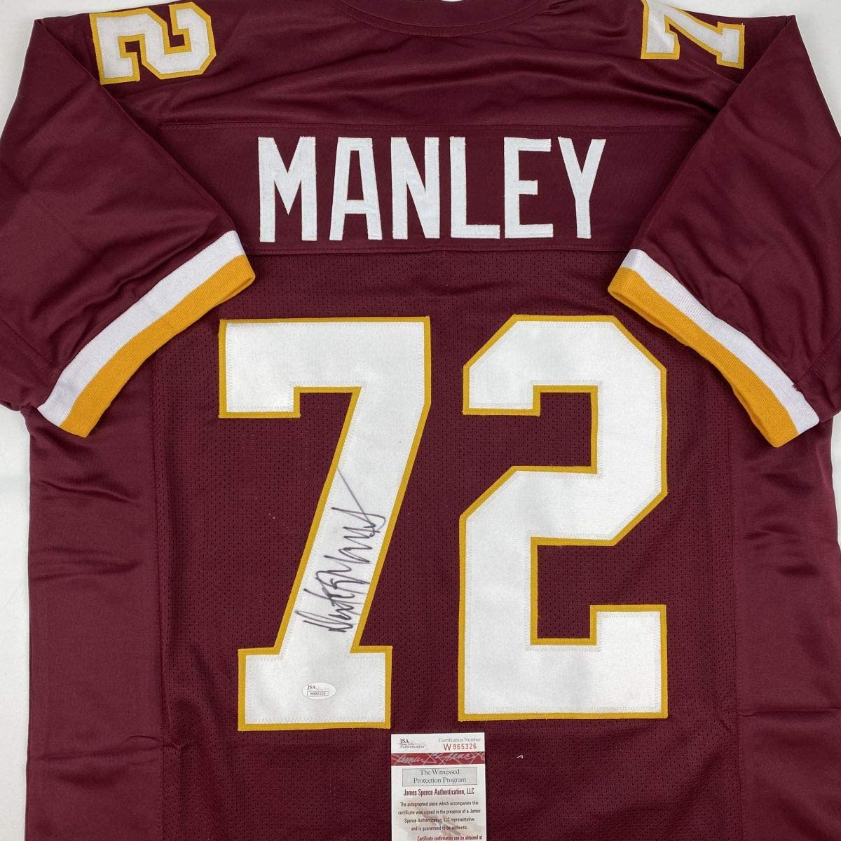 Autographed/Signed Dexter Manley Washington Burgundy Football Jersey JSA COA