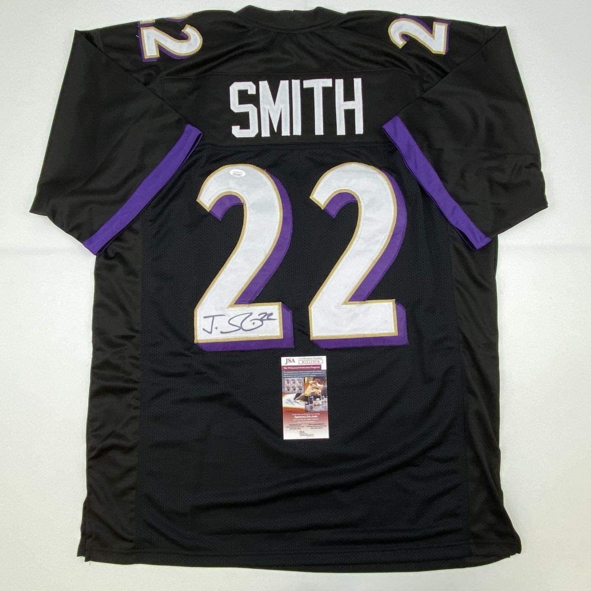Autographed/Signed Jimmy Smith Baltimore Black Football Jersey JSA COA