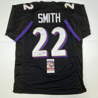 Autographed/Signed Jimmy Smith Baltimore Black Football Jersey JSA COA