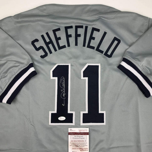 Autographed/Signed Gary Sheffield New York Grey Baseball Jersey JSA COA