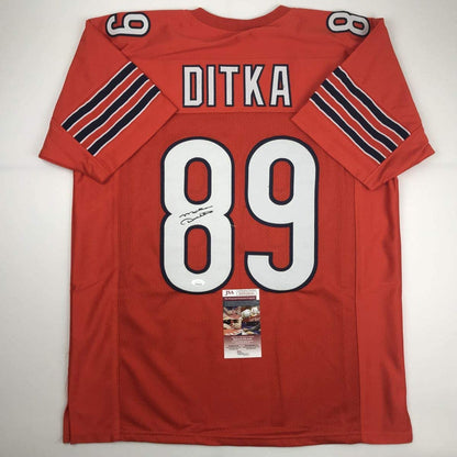 Autographed/Signed Mike Ditka Chicago Orange Football Jersey JSA COA
