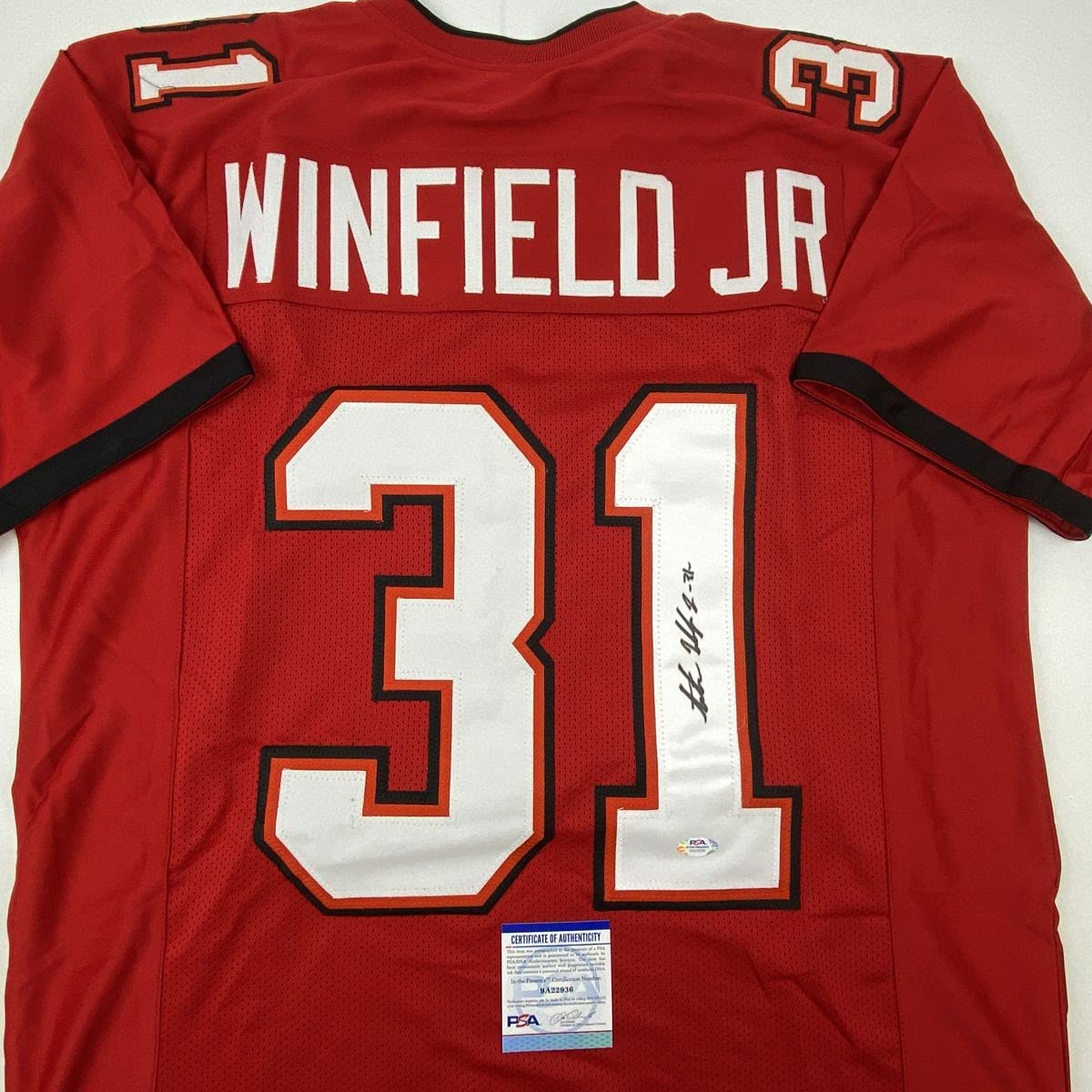 Autographed/Signed Antoine Winfield Jr Tampa Bay Red Football Jersey PSA/DNA COA