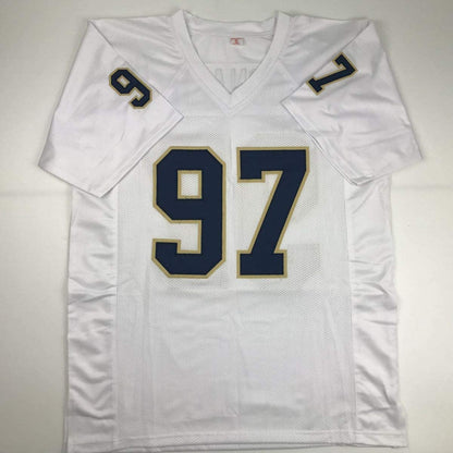 Autographed/Signed Aaron Donald Pittsburgh White College Football Jersey JSA COA