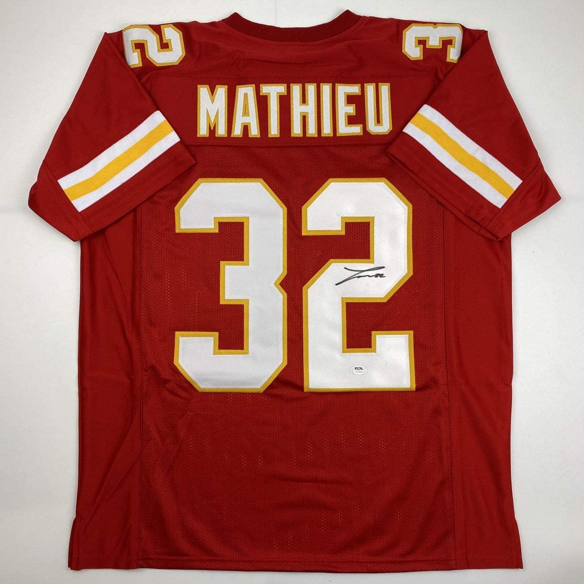 Autographed/Signed Tyrann Mathieu Kansas City Red Football Jersey PSA/DNA COA