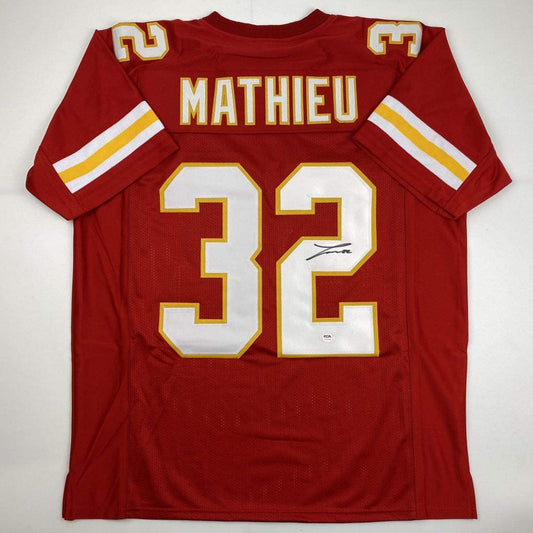 Autographed/Signed Tyrann Mathieu Kansas City Red Football Jersey PSA/DNA COA