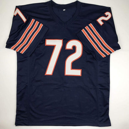 Autographed/Signed William Perry The Refrigerator Chicago Blue Football Jersey Beckett BAS COA