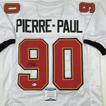 Autographed/Signed Jason Pierre-Paul Tampa Bay White Football Jersey Beckett BAS COA