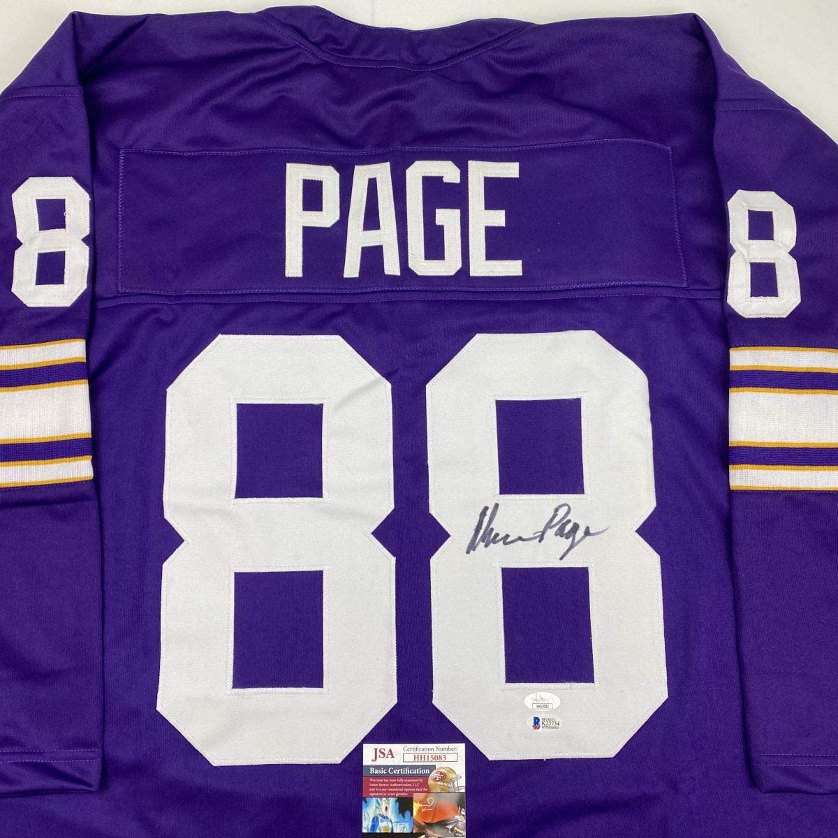 Autographed/Signed Alan Page Minnesota Purple Football Jersey JSA COA
