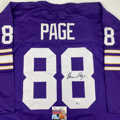Autographed/Signed Alan Page Minnesota Purple Football Jersey JSA COA