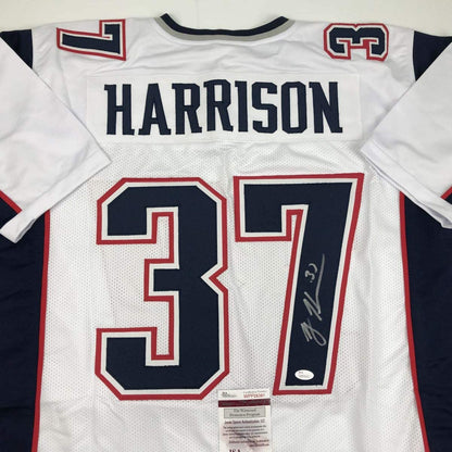 Autographed/Signed Rodney Harrison New England White Football Jersey JSA COA