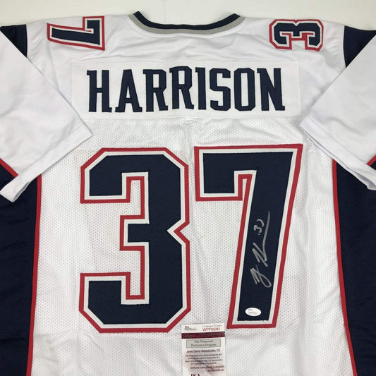 Autographed/Signed Rodney Harrison New England White Football Jersey JSA COA