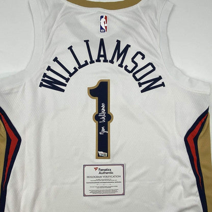Autographed/Signed Zion Williamson New Orleans Pelicans White Swingman Nike Basketball Jersey Fanatics COA