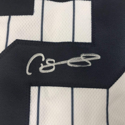 Autographed/Signed Gary Sanchez New York Pinstripe Baseball Jersey Beckett BAS COA