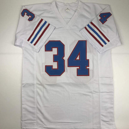 Autographed/Signed Earl Campbell HOF 91 Houston White Football Jersey JSA COA