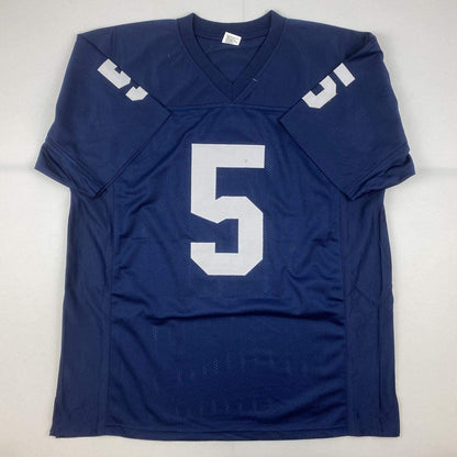 Autographed/Signed Paul Hornung Notre Dame Blue College Football Jersey JSA COA