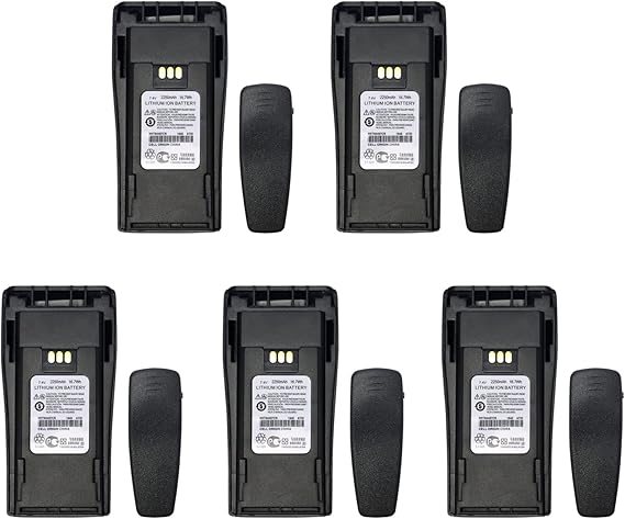 (5PCS) NNTN4497BR NNTN4497CR 7.4v Battery NNTN4970A NNTN4497AR NNTN4497DR [Upgraded] for Motorola MOTOTRBO CP200 CP200D P450 EP450S DEP450 GP3688 PR400 GP3188 XIRP3688 Battery with Belt Clip
