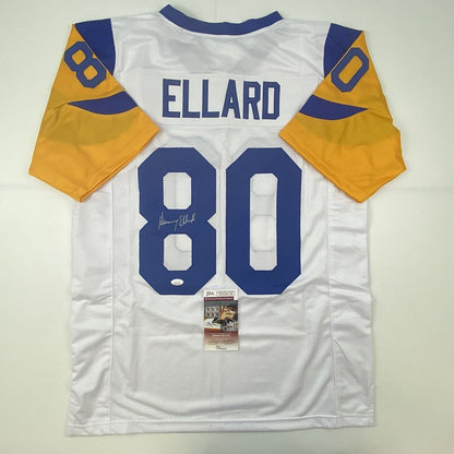 Autographed/Signed Henry Ellard Los Angeles LA White Football Jersey JSA COA