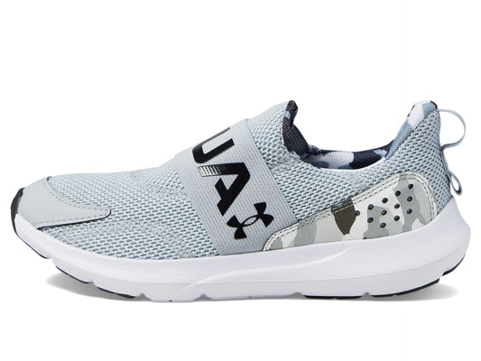 Under Armour Boy's Surge 3 Slip-On Print (Big Kid) Mod Gray/Black/Black 6.5 Big Kid M