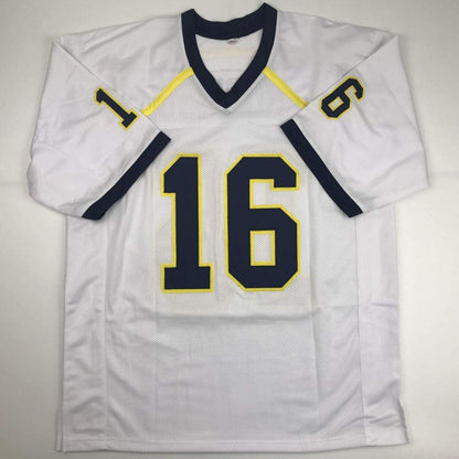 Autographed/Signed Denard Robinson Michigan White College Football Jersey JSA COA