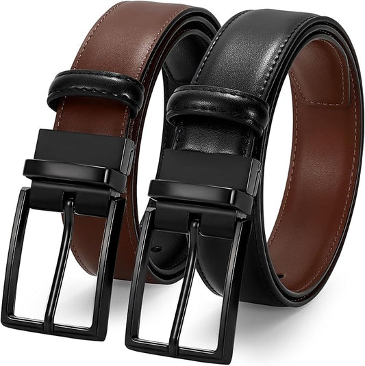 JASGOOD Reversible Boys Belt for Kids Girls Leather Dress Belt for School Uniform Jeans Pants 1.37Š—�Wide, Black/Coffee