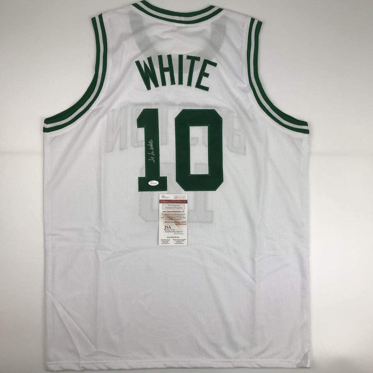 Autographed/Signed Jo Jo JoJo White Boston White Basketball Jersey JSA COA