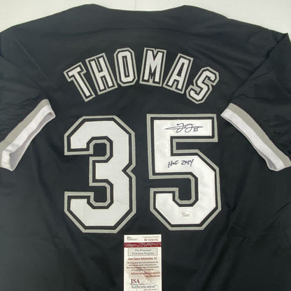 Autographed/Signed Frank Thomas HOF 2014 Chicago Black Baseball Jersey JSA COA